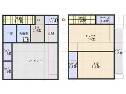 ラ・レーヌ下古志(1DK/1階)の間取り写真