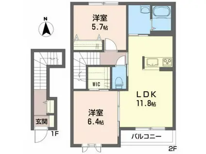 サンクチュアリ長橋(2LDK/2階)の間取り写真