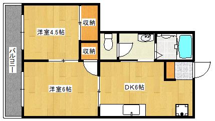メゾン向陽(2DK/2階)の間取り写真