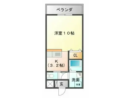 アビーロード(1K/2階)の間取り写真