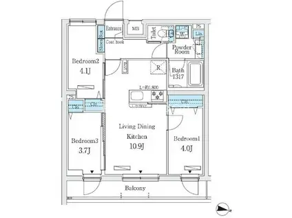 プライムブリス中野富士見町I(3LDK/5階)の間取り写真