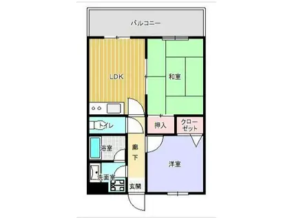 アルテハイム大野城(2DK/6階)の間取り写真