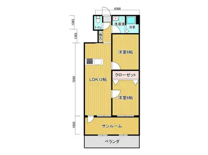 富野サマリヤマンション(2LDK/1階)の間取り写真