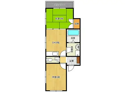 ハイムリバティII(2DK/1階)の間取り写真