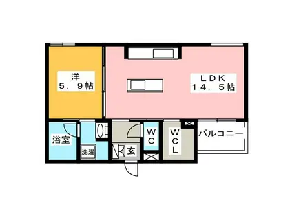 シャーメゾン加納鉄砲町(1LDK/3階)の間取り写真