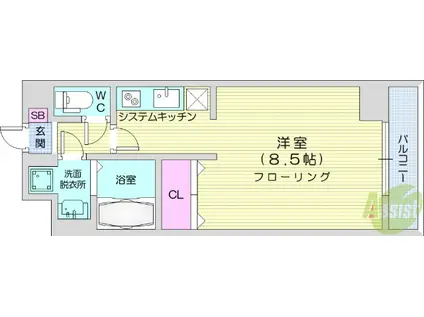 フォートレジデンス元寺小路(ワンルーム/8階)の間取り写真