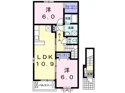 KALION A(2LDK/2階)の間取り写真