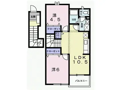 サンフラワー岩波(2LDK/2階)の間取り写真