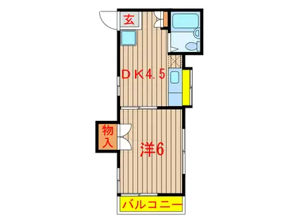 TMハイツ(1DK/2階)の間取り写真