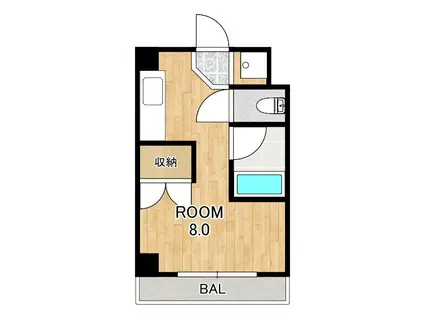 カルテットKOBORI A棟(1K/1階)の間取り写真