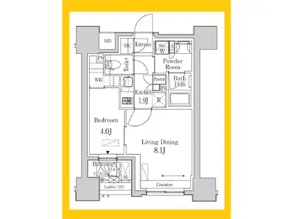 GRAN PASEO横濱関内PREMIUM(1LDK/7階)の間取り写真