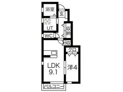 LA VITA BRILLANTE(1LDK/1階)の間取り写真