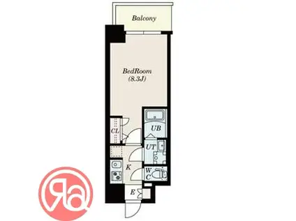 S-RESIDENCE難波大国町DOMINA(1K/4階)の間取り写真