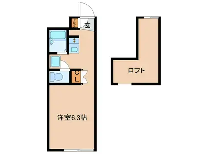 レオパレスビューテラス太白(ワンルーム/2階)の間取り写真