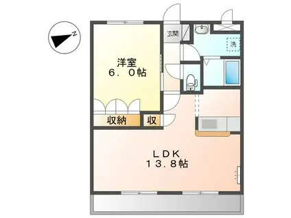 TIARA(1LDK/1階)の間取り写真