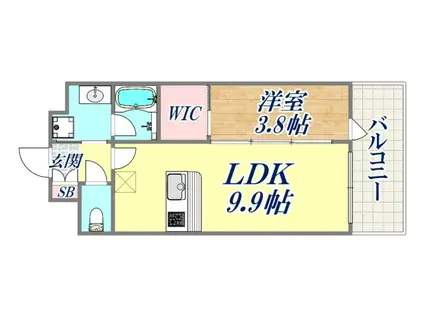 GENOVIA神戸新開地駅前(1LDK/2階)の間取り写真