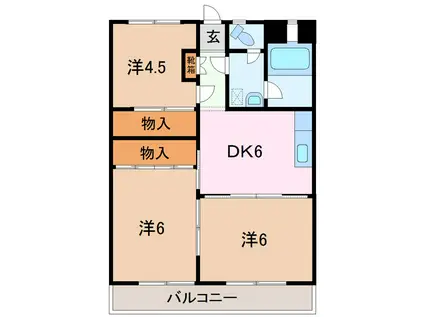 コーポ津田(3DK/3階)の間取り写真