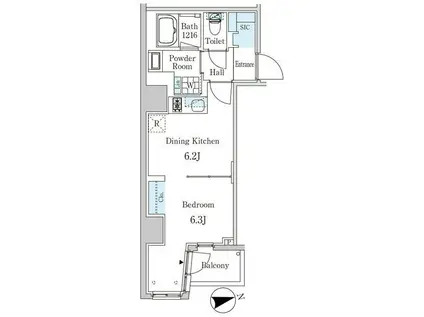 ザ・ライオンズフォーシア外神田(1DK/2階)の間取り写真