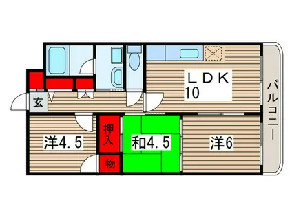 エクセルハイム海宝(3LDK/2階)の間取り写真