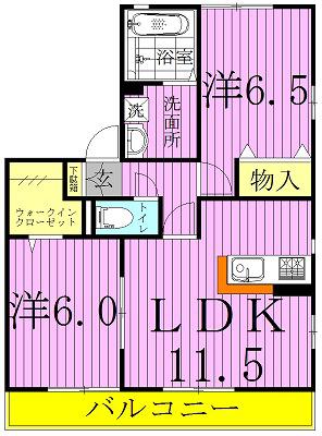 リビングタウンみずきC(2LDK/1階)の間取り写真