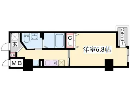 クレアール神戸(1K/6階)の間取り写真