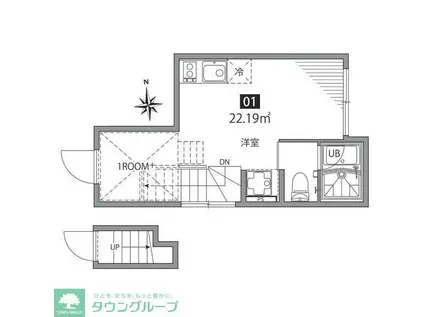 グランエッグス四谷N(ワンルーム/1階)の間取り写真