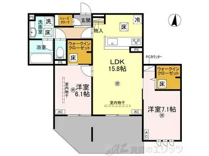 ロンジェヴィータ(2LDK/1階)の間取り写真