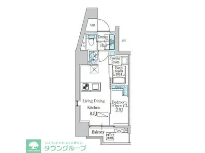 デュオフラッツ品川戸越(1LDK/6階)の間取り写真