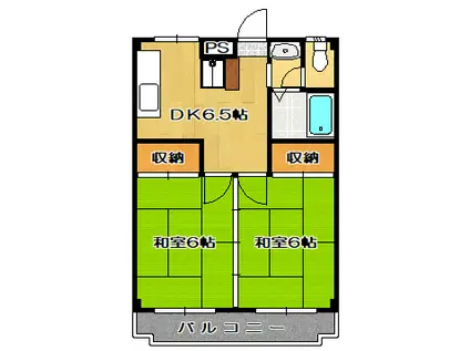 アポロ第一ビル(2DK/3階)の間取り写真