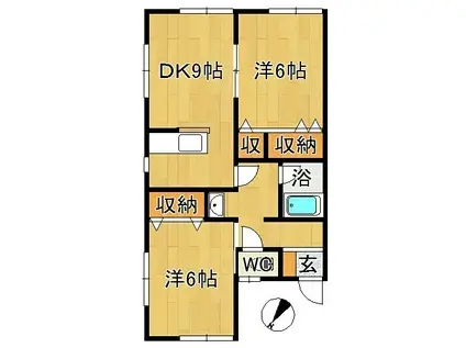 ラ・スイート(2DK/2階)の間取り写真