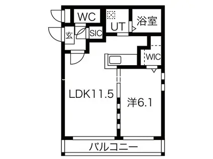 アストン・エム(1LDK/3階)の間取り写真