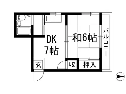 シャルム風見鶏(1DK/1階)の間取り写真