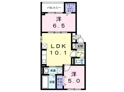 フローラ・ノヴァ(2LDK/3階)の間取り写真