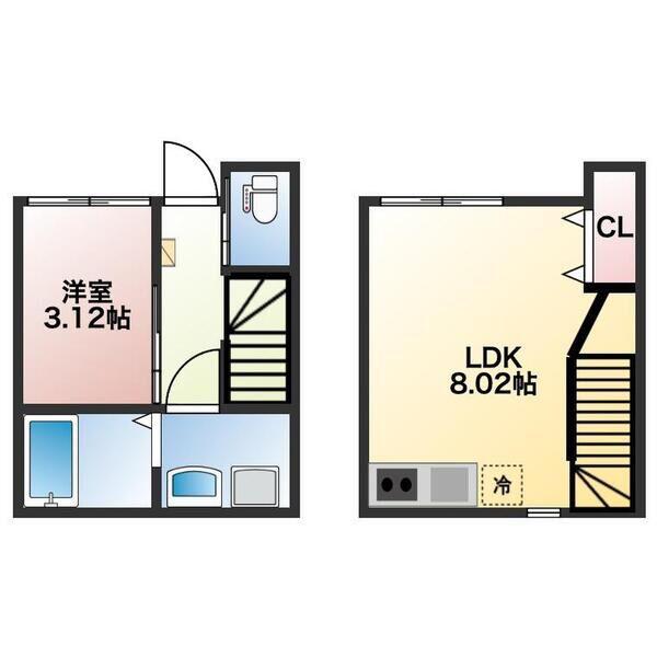 イニシアティブ原ノ町(1LDK/1階)の間取り写真