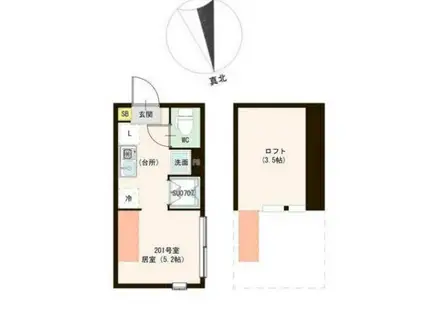 ハーモニーテラス前野町IV(ワンルーム/2階)の間取り写真