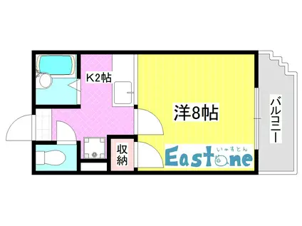 ウィング郡元(ワンルーム/2階)の間取り写真