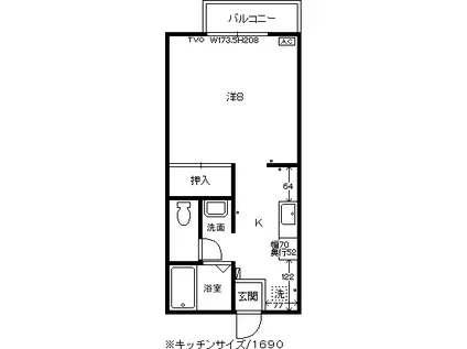 サンライフパル(1K/2階)の間取り写真
