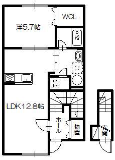 ACHUI・II(1LDK/2階)の間取り写真
