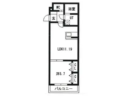 ポルトフィーノ長岡(1LDK/1階)の間取り写真