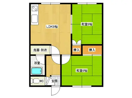 山本ハイツI(2DK/1階)の間取り写真