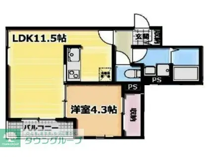 アリビオ五反野(1LDK/3階)の間取り写真