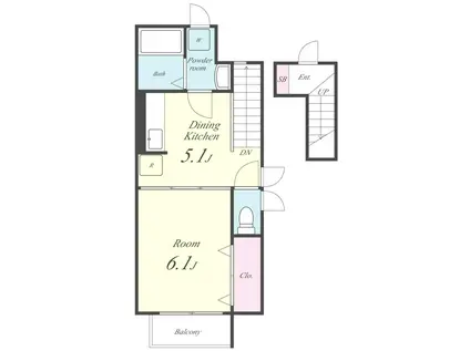 リヴェール恵(1DK/2階)の間取り写真