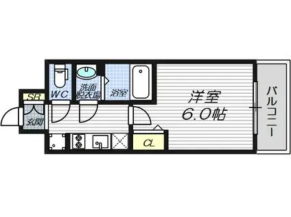 ファステート難波ミライズ(1K/2階)の間取り写真