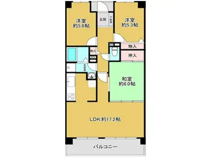 COCORO南楠葉(3LDK/3階)の間取り写真