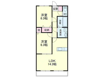 オリーブ(2LDK/2階)の間取り写真