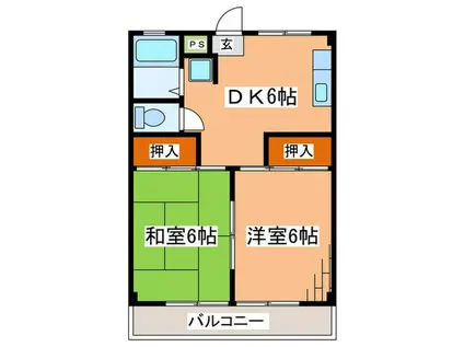 塚場ハイツIII(2DK/3階)の間取り写真