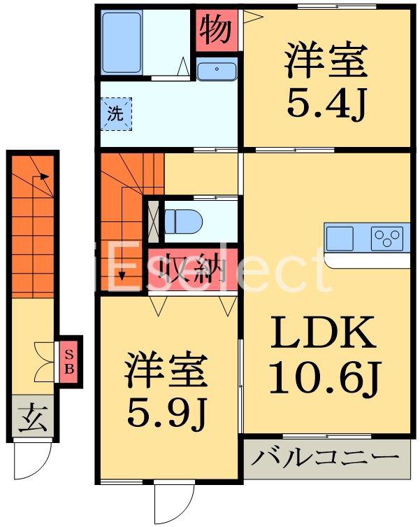 SUNNYWELL HAYANO(2LDK/2階)の間取り写真
