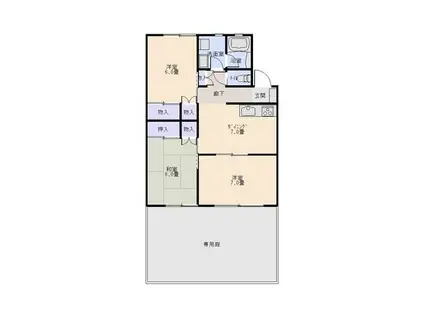 リッチ林間(3DK/1階)の間取り写真