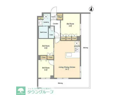 メゾンドオンディーヌ(3LDK/2階)の間取り写真