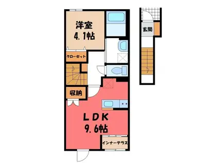  太田市本町 III期工事(1LDK/2階)の間取り写真